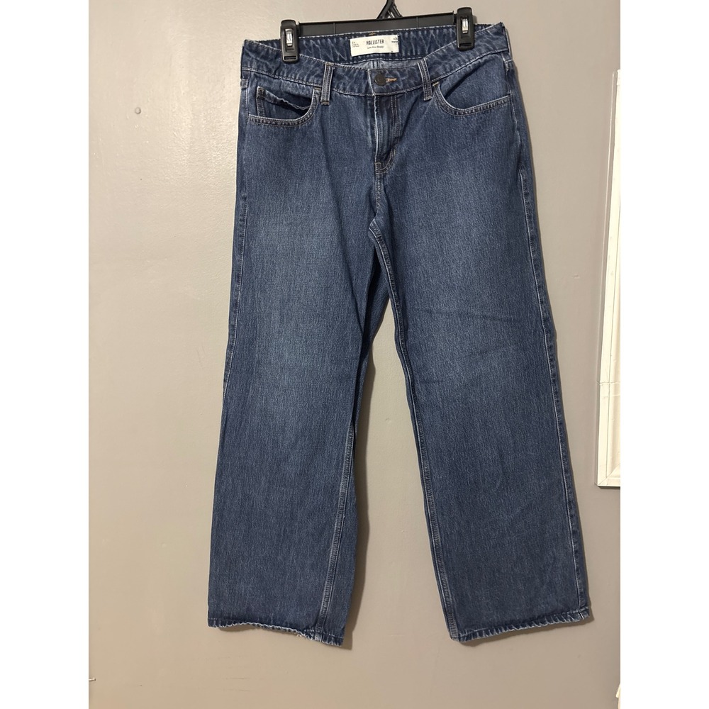 Hollister Low-Rise Baggy Jeans Medium Wash Denim Wide Leg 6R W28 Regular